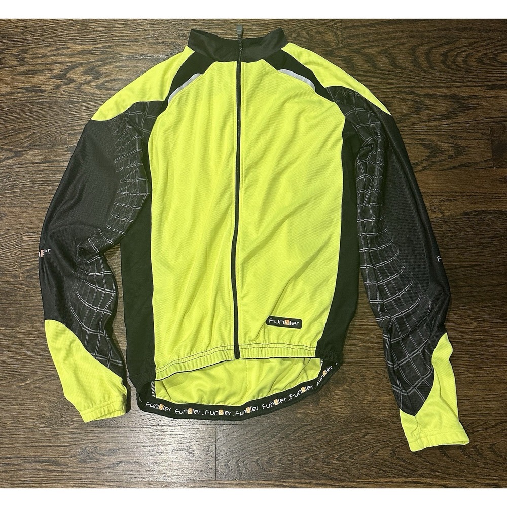 Funkier Cycling Jersey Medium Zip up Long Sleeve Woman's Yellow Biking